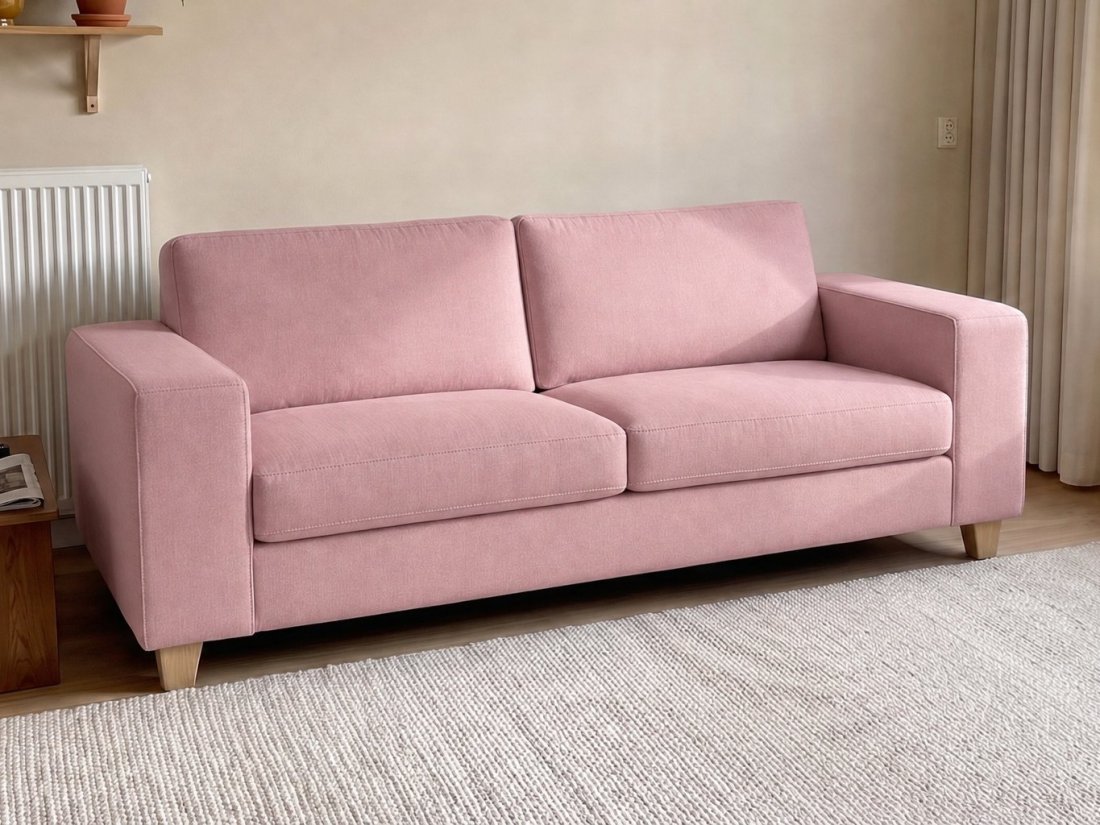 Maassluis 2 Zits Bank (Arm Klein 17cm) in roze – kleurimpressie – A-meubel