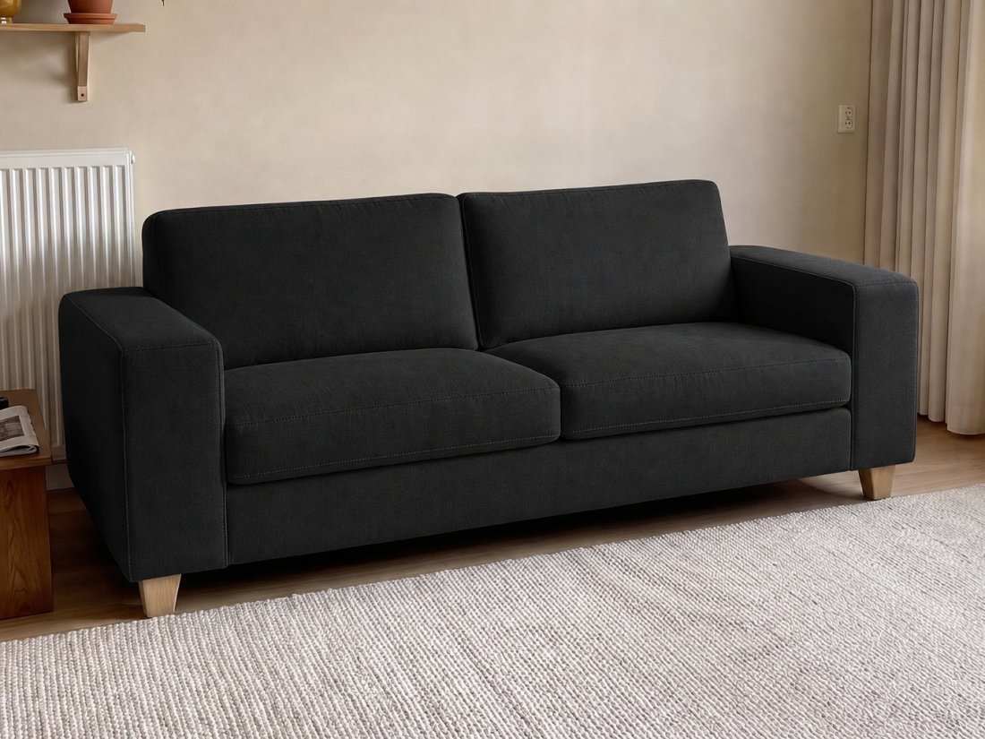Maassluis 2 Zits Bank (Arm Klein 17cm) in zwart – kleurimpressie – A-meubel