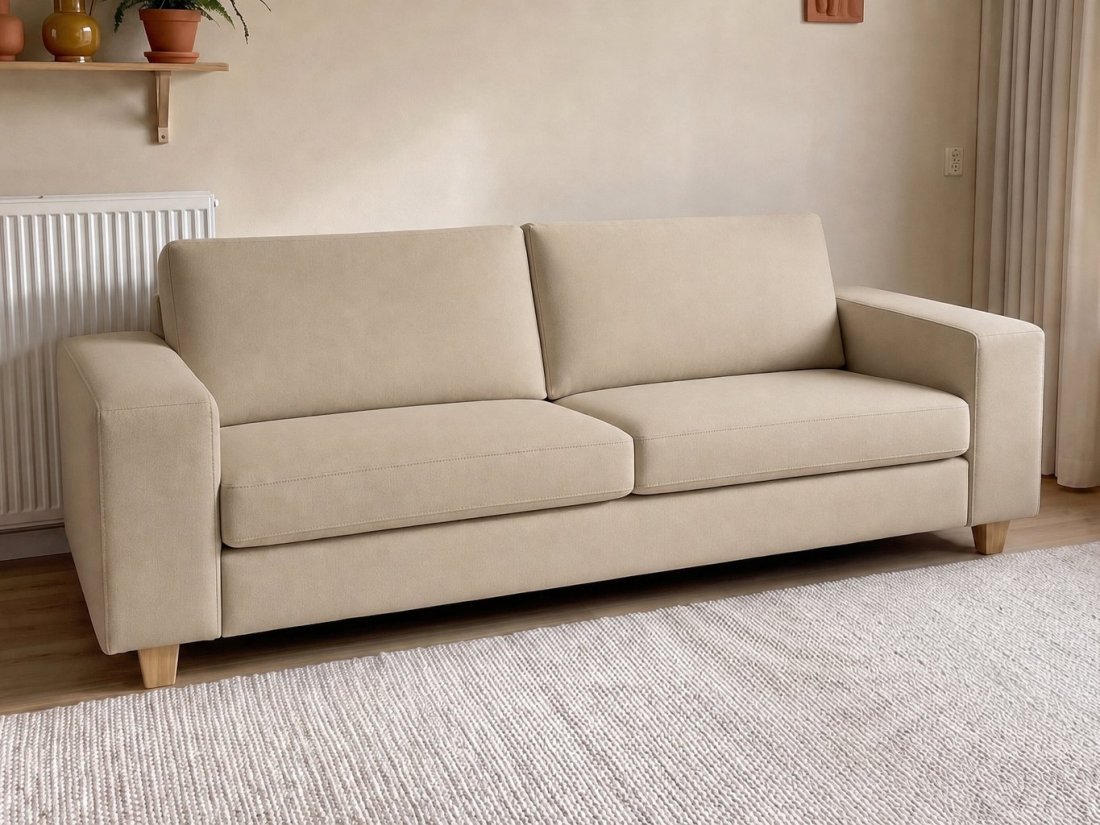 Maassluis 3 Zits Bank (Arm Klein 17cm) in beige – kleurimpressie – A-meubel