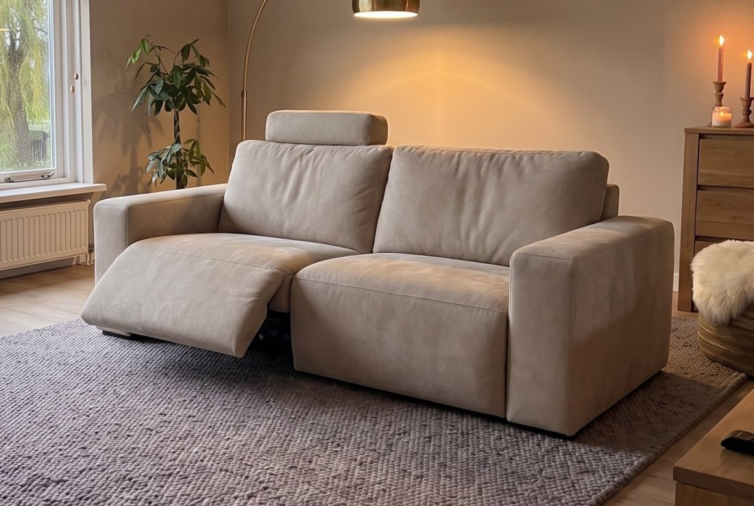 2 zits bank Marle 2 Zits (1x Relax VSL Incl. 1X Hoofdsteun) in beige – foto 2 – A-meubel