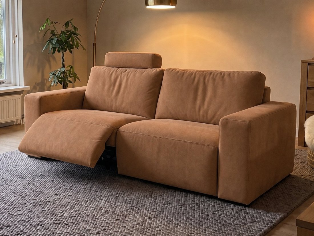 Marle 2 zits (1x Relax VSL Incl. 1X Hoofdsteun) in cognac – kleurimpressie – A-meubel