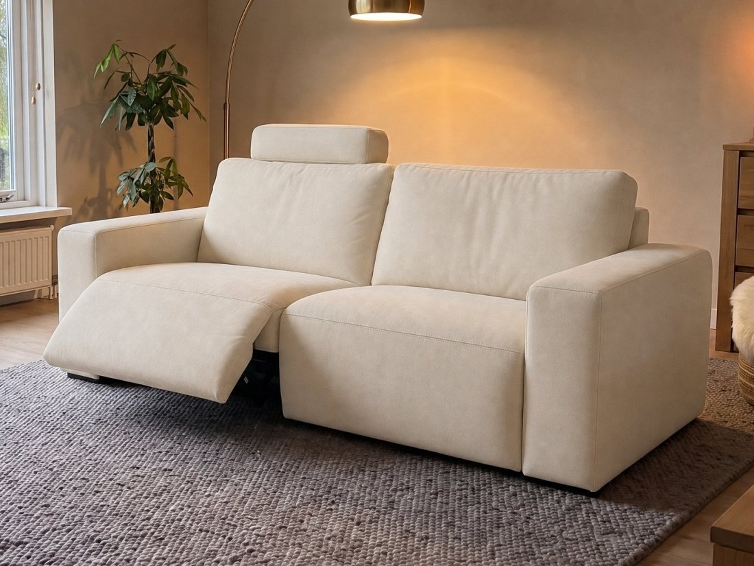 Marle 2 zits (1x Relax VSL Incl. 1X Hoofdsteun) in creme – kleurimpressie – A-meubel