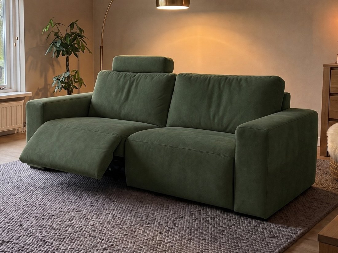 Marle 2 zits (1x Relax VSL Incl. 1X Hoofdsteun) in groen – kleurimpressie – A-meubel