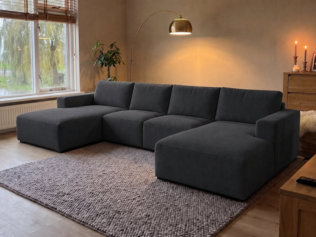 Marle Longchair + 2 Zits + Longchair in antraciet – kleurimpressie – A-meubel