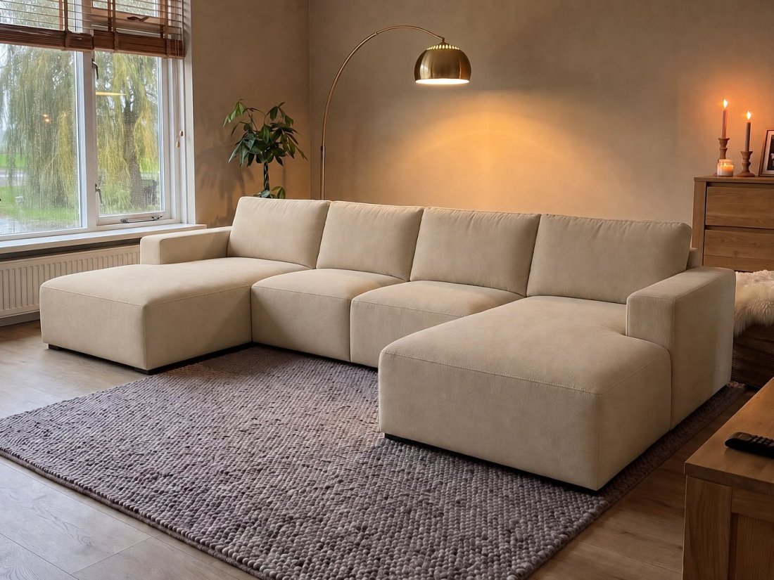 Marle Longchair + 2 Zits + Longchair in beige – kleurimpressie – A-meubel
