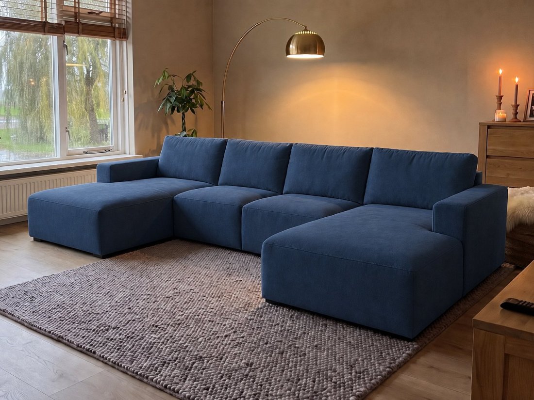Marle Longchair + 2 Zits + Longchair in blauw – kleurimpressie – A-meubel