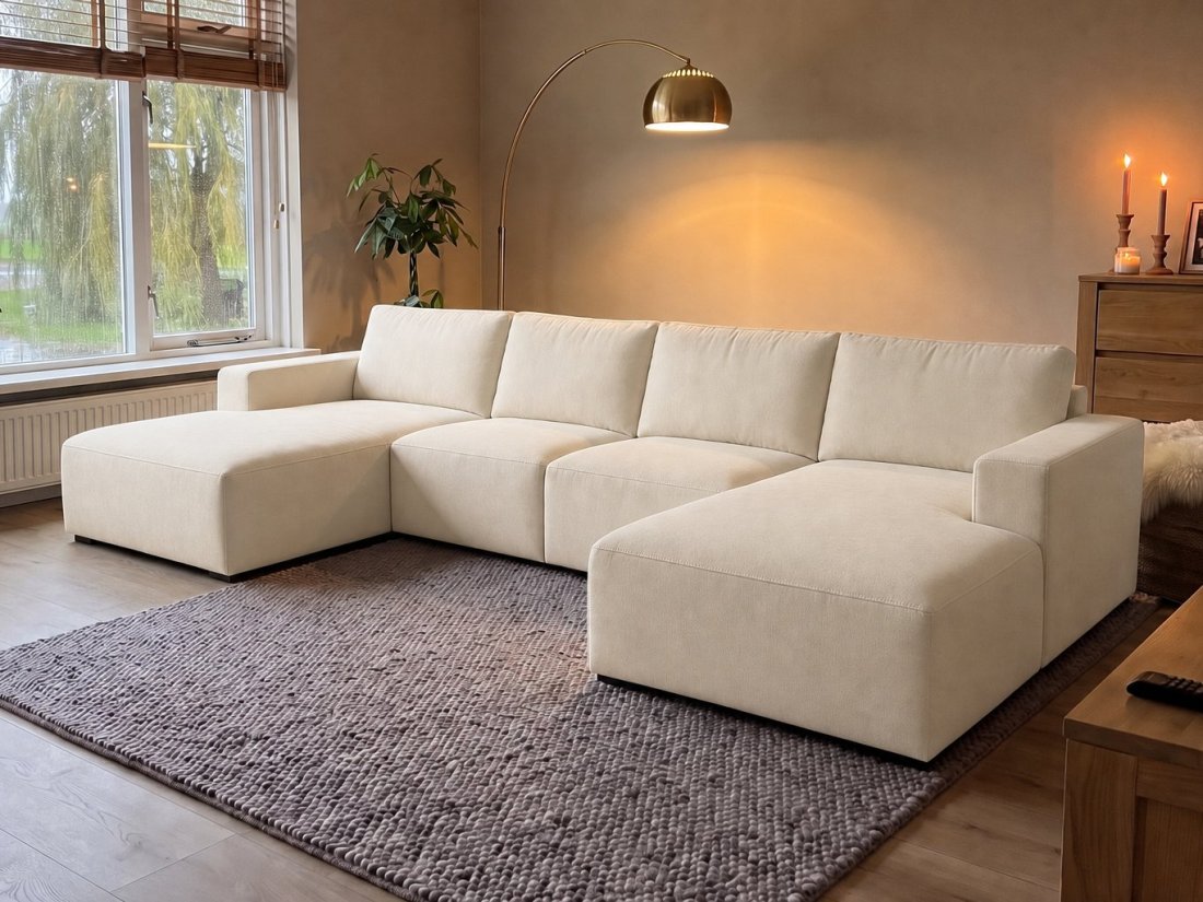Marle Longchair + 2 Zits + Longchair in creme – kleurimpressie – A-meubel