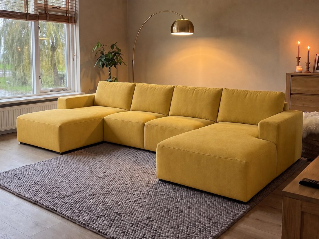 Marle Longchair + 2 Zits + Longchair in geel – kleurimpressie – A-meubel