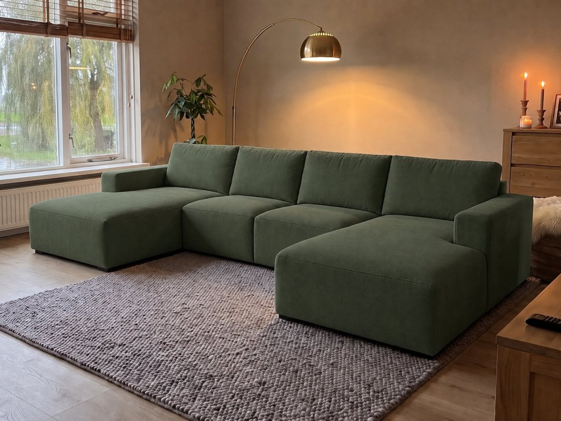 Marle Longchair + 2 Zits + Longchair in groen – kleurimpressie – A-meubel