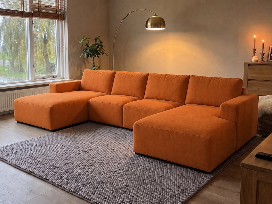 Marle Longchair + 2 Zits + Longchair in oranje – kleurimpressie – A-meubel