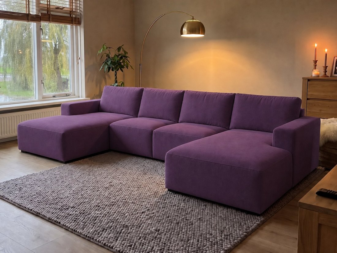 Marle Longchair + 2 Zits + Longchair in paars – kleurimpressie – A-meubel