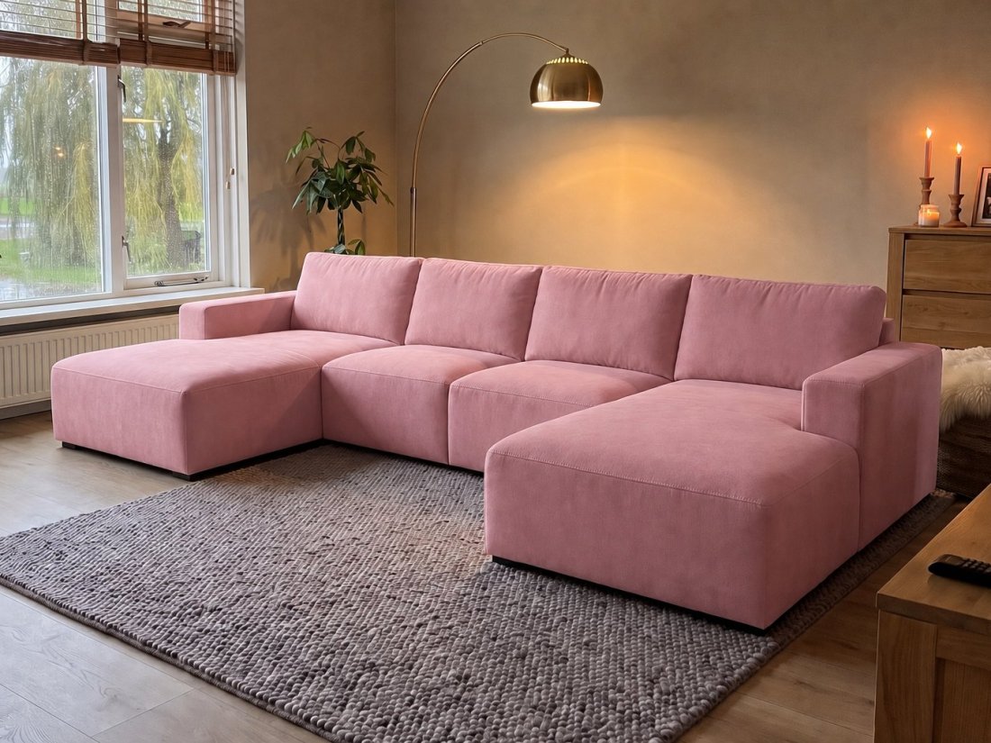 Marle Longchair + 2 Zits + Longchair in roze – kleurimpressie – A-meubel