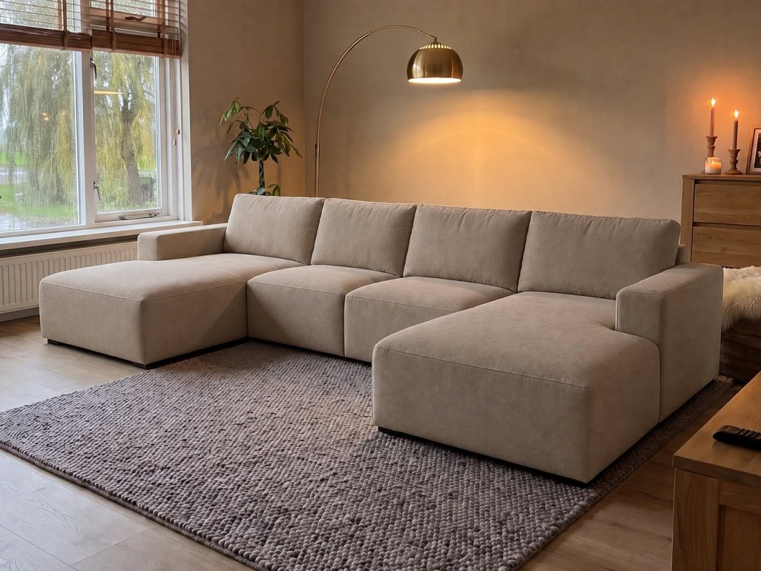 Marle Longchair + 2 Zits + Longchair in taupe – kleurimpressie – A-meubel