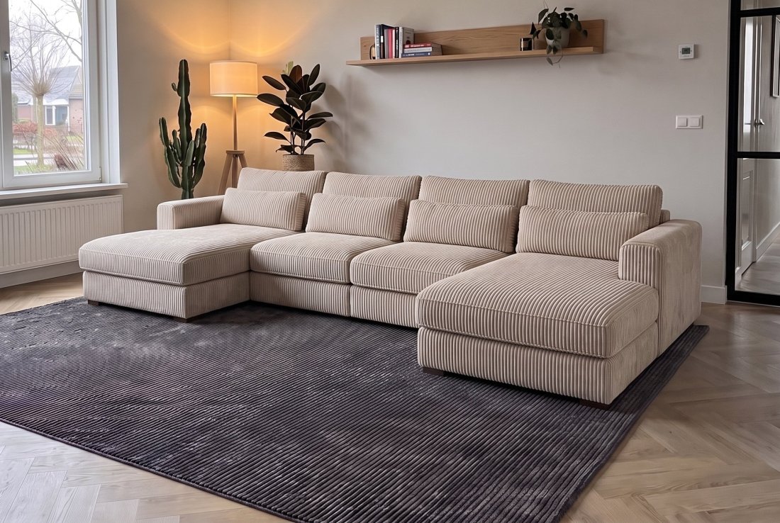 U-bank Merselo Longchair + 2 + Longchair + 2 Zits + Longchair in beige – foto 2 – A-meubel