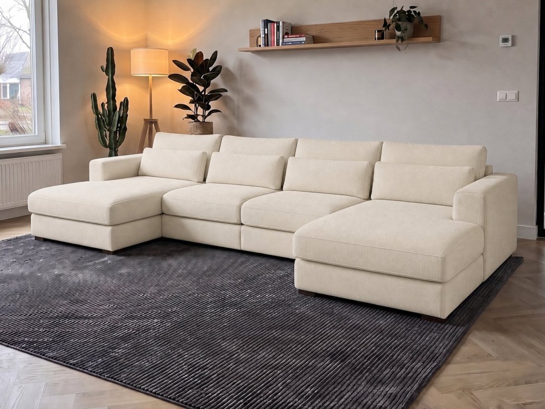 Merselo Longchair + 2 + Longchair in creme – kleurimpressie – A-meubel