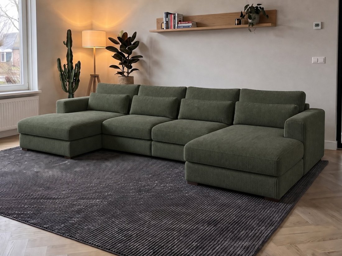 Merselo Longchair + 2 + Longchair in groen – kleurimpressie – A-meubel