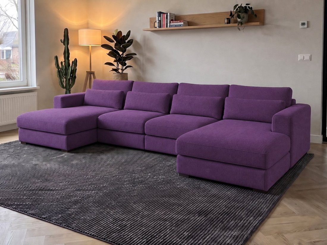 Merselo Longchair + 2 + Longchair in paars – kleurimpressie – A-meubel