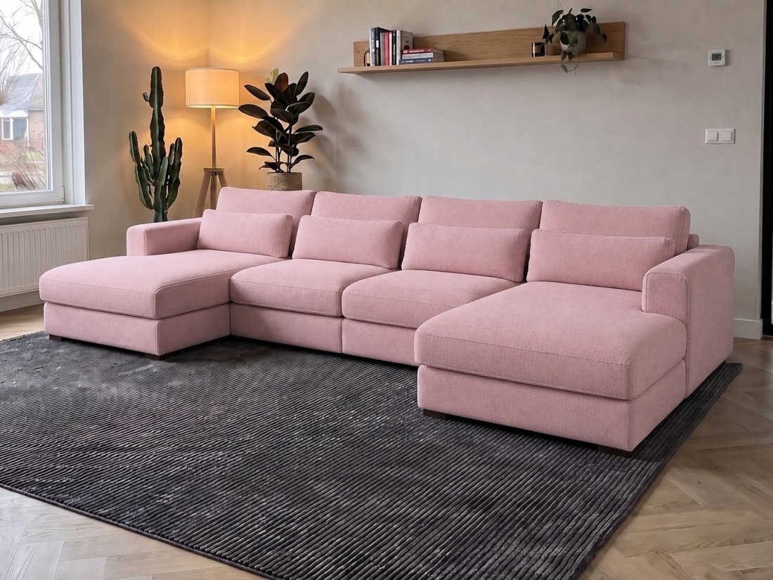 Merselo Longchair + 2 + Longchair in roze – kleurimpressie – A-meubel