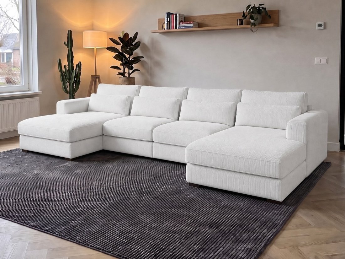 Merselo Longchair + 2 + Longchair in wit – kleurimpressie – A-meubel