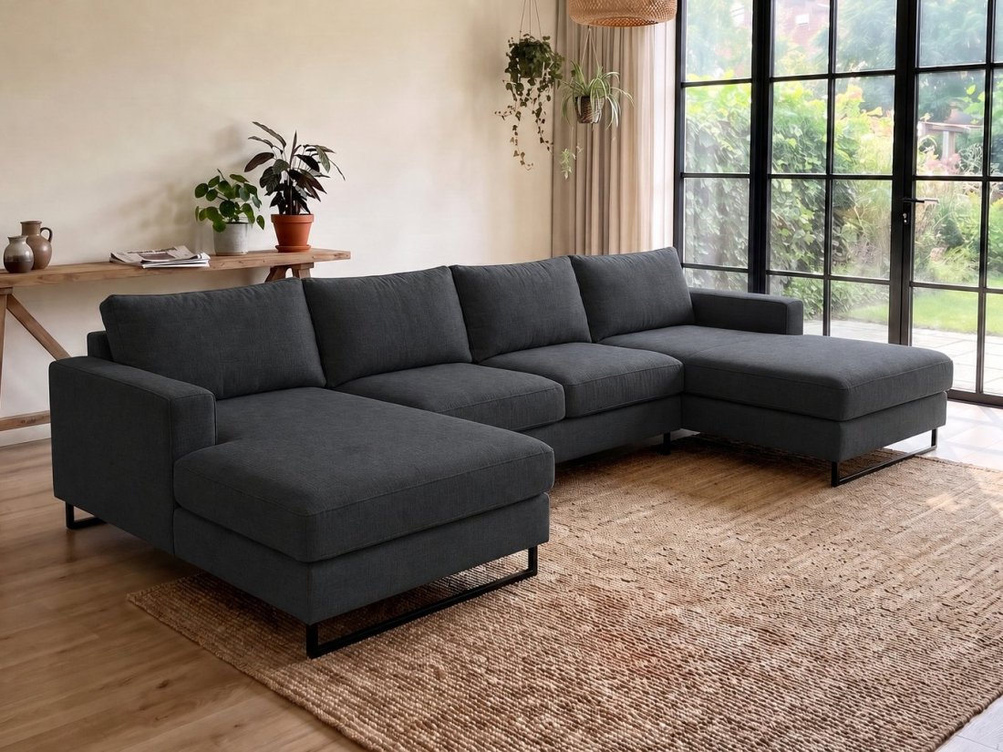 Naaldwijk Longchair + 2 + Longchair in antraciet – kleurimpressie – A-meubel