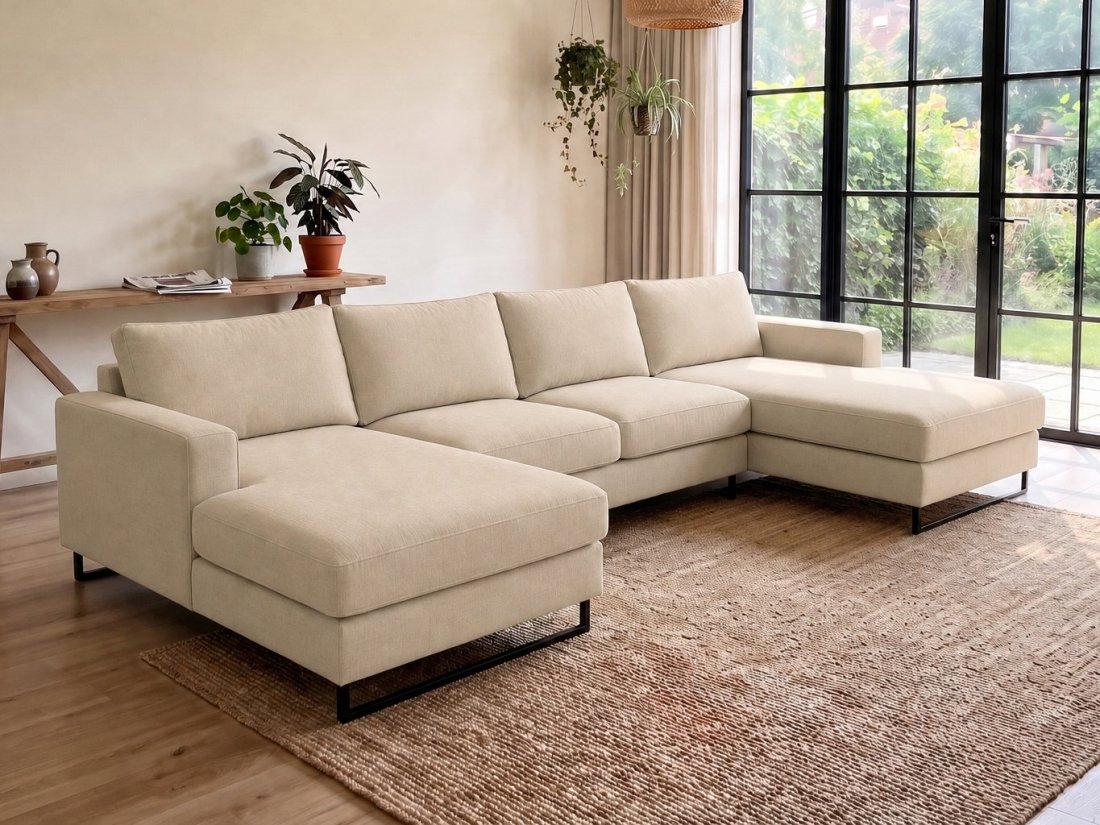 Naaldwijk Longchair + 2 + Longchair in beige – kleurimpressie – A-meubel