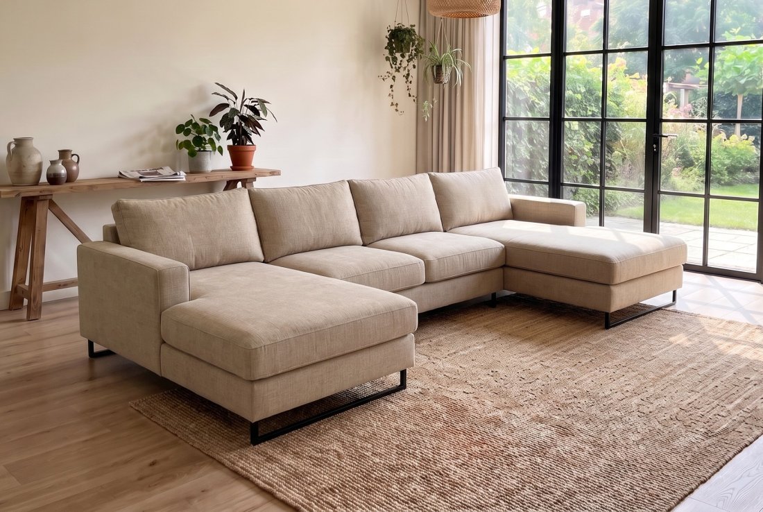 U-bank Naaldwijk Longchair + 2 + Longchair + 2 Zits + Longchair in beige – foto 2 – A-meubel