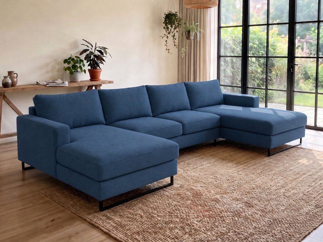 Naaldwijk Longchair + 2 + Longchair in blauw – kleurimpressie – A-meubel