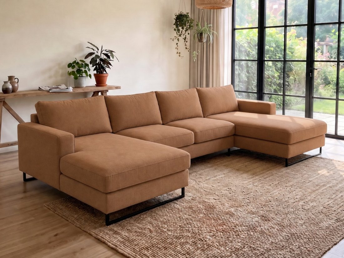 Naaldwijk Longchair + 2 + Longchair in cognac – kleurimpressie – A-meubel