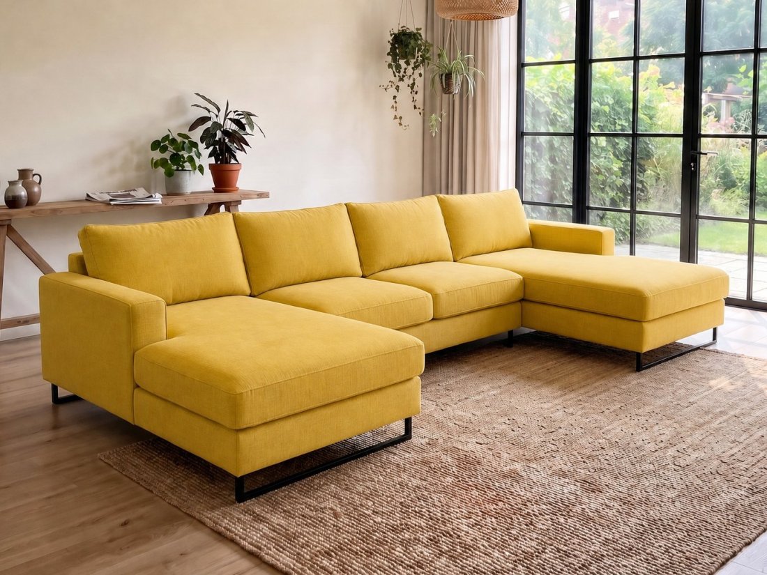 Naaldwijk Longchair + 2 + Longchair in geel – kleurimpressie – A-meubel