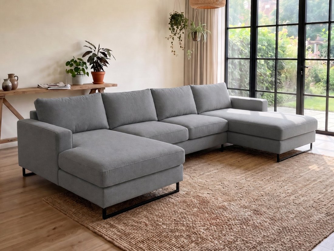 Naaldwijk Longchair + 2 + Longchair in grijs – kleurimpressie – A-meubel