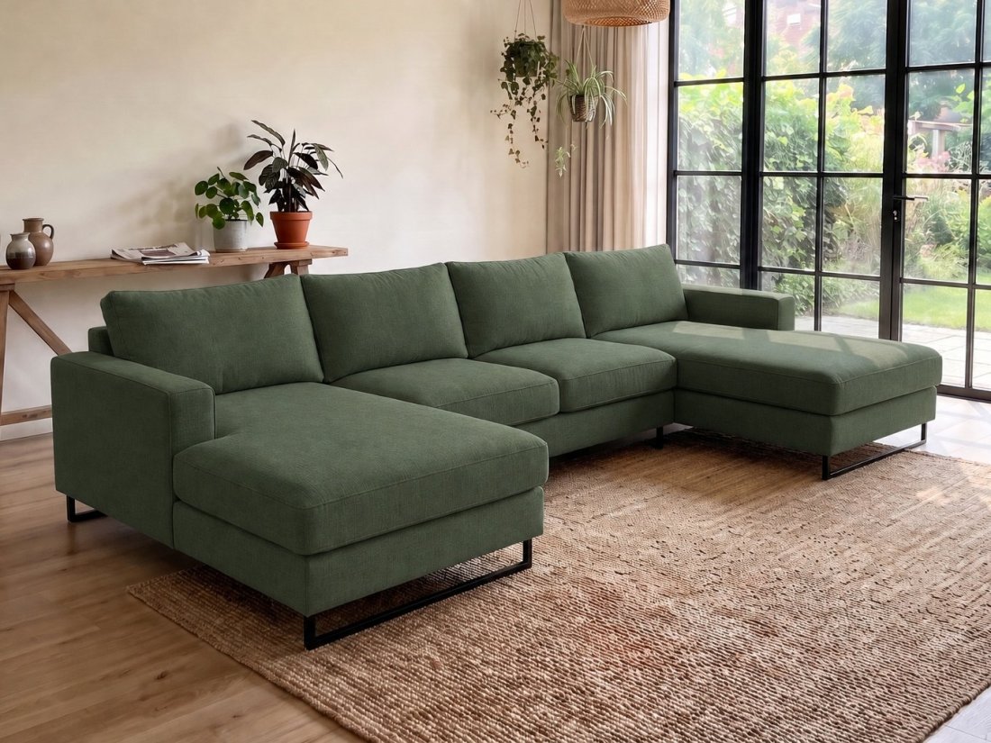 Naaldwijk Longchair + 2 + Longchair in groen – kleurimpressie – A-meubel