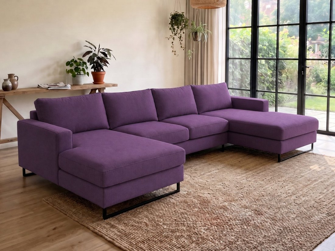 Naaldwijk Longchair + 2 + Longchair in paars – kleurimpressie – A-meubel