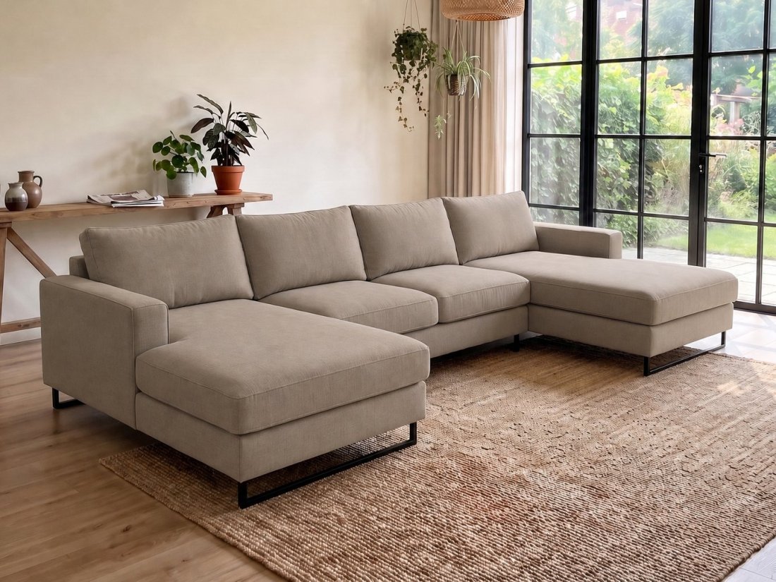 Naaldwijk Longchair + 2 + Longchair in taupe – kleurimpressie – A-meubel