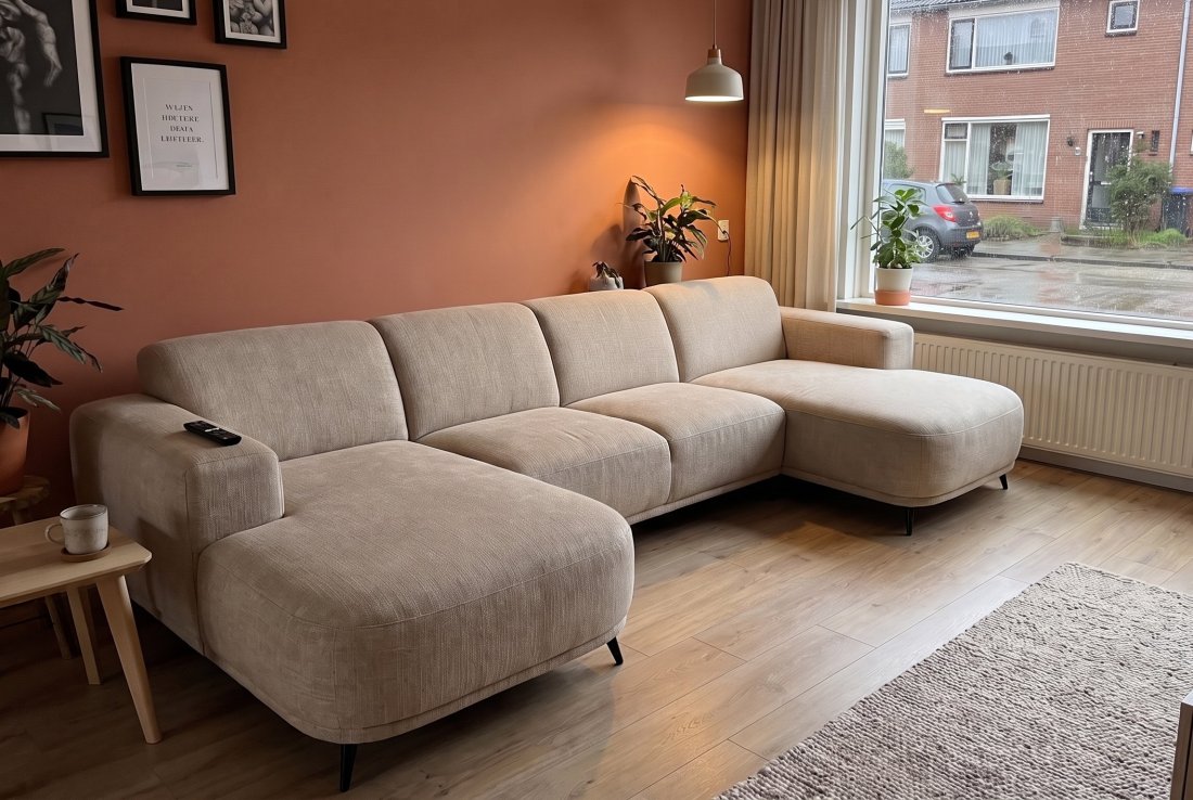 U-bank Olst Longchair + 2 Zits + Longchair in beige – A-meubel