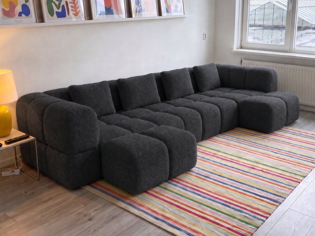 Pijnacker Longchair Klein + 2 Zits + Longchair Klein in antraciet – kleurimpressie – A-meubel