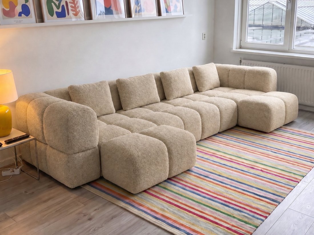 Pijnacker Longchair Klein + 2 Zits + Longchair Klein in beige – kleurimpressie – A-meubel
