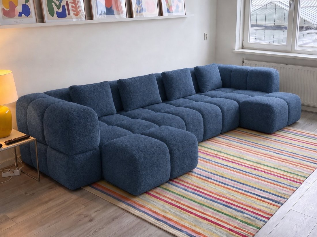 Pijnacker Longchair Klein + 2 Zits + Longchair Klein in blauw – kleurimpressie – A-meubel