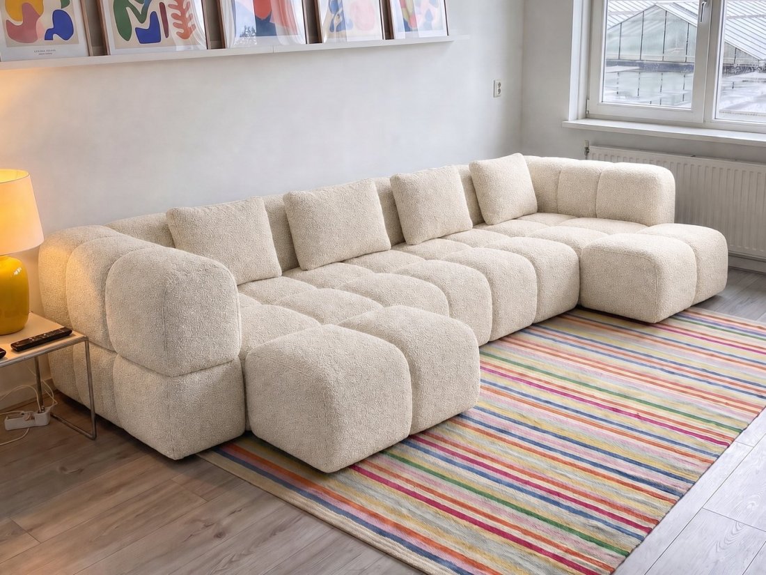 Pijnacker Longchair Klein + 2 Zits + Longchair Klein in creme – kleurimpressie – A-meubel