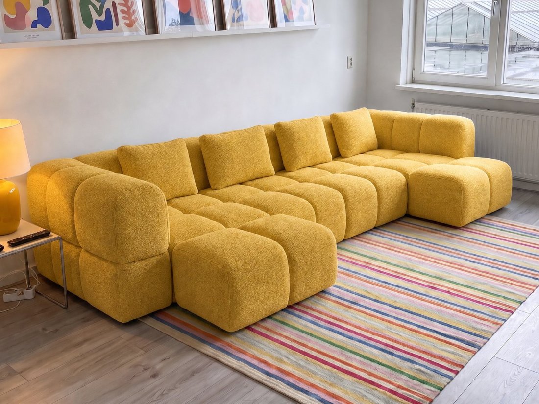 Pijnacker Longchair Klein + 2 Zits + Longchair Klein in geel – kleurimpressie – A-meubel