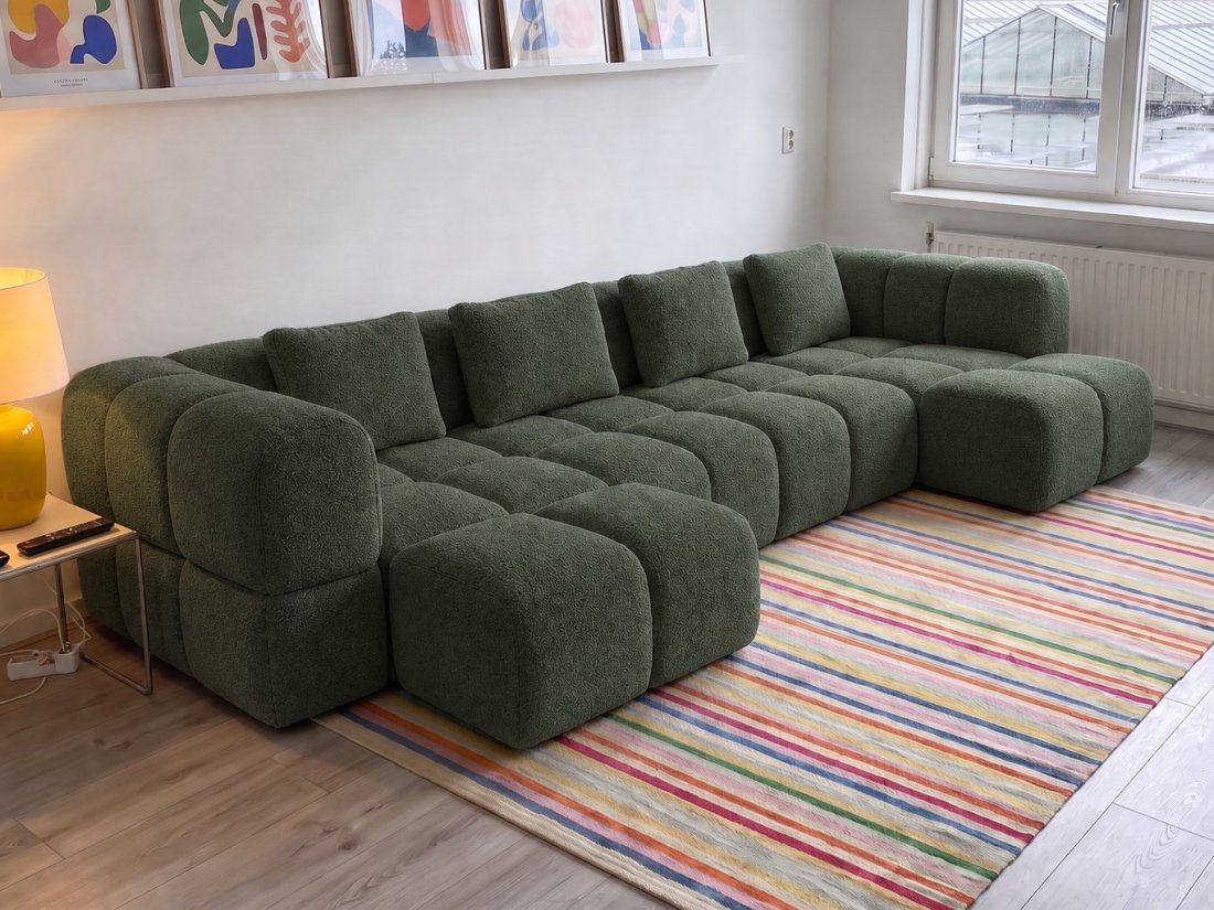 Pijnacker Longchair Klein + 2 Zits + Longchair Klein in groen – kleurimpressie – A-meubel