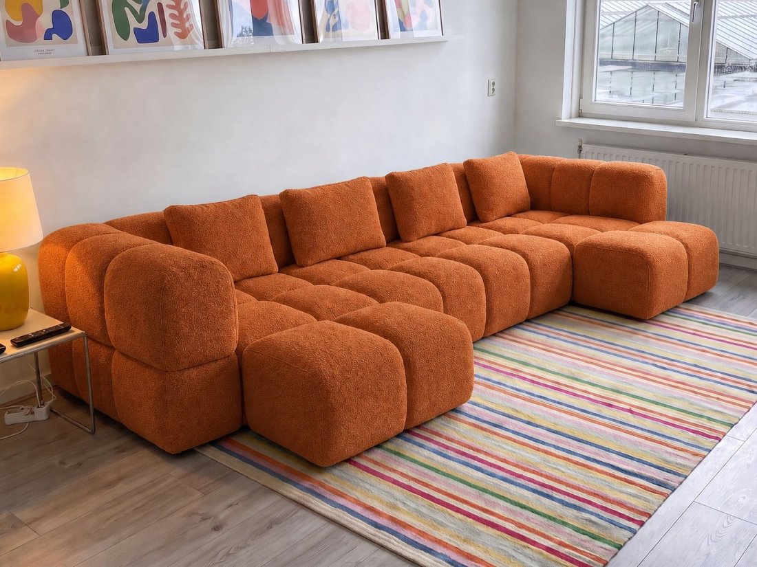 Pijnacker Longchair Klein + 2 Zits + Longchair Klein in oranje – kleurimpressie – A-meubel