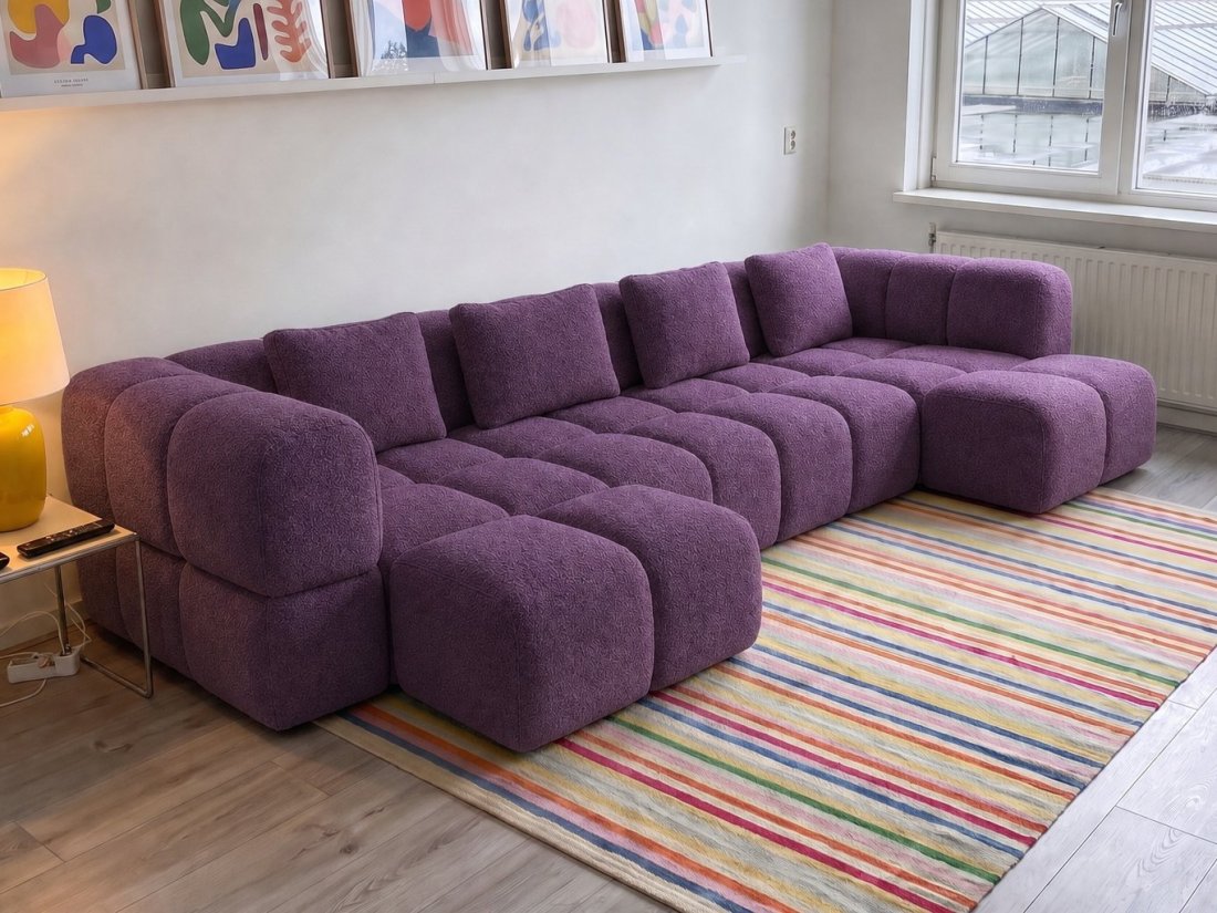 Pijnacker Longchair Klein + 2 Zits + Longchair Klein in paars – kleurimpressie – A-meubel