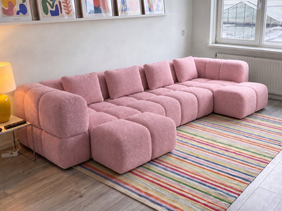 Pijnacker Longchair Klein + 2 Zits + Longchair Klein in roze – kleurimpressie – A-meubel