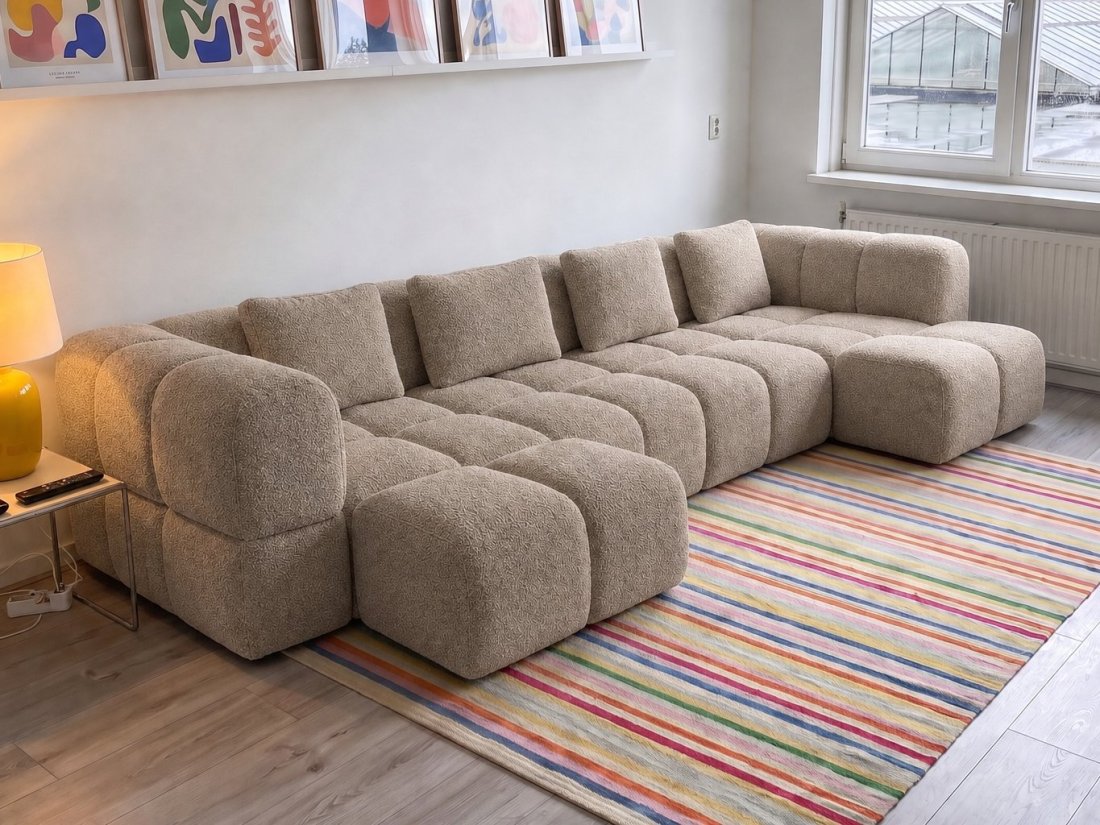 Pijnacker Longchair Klein + 2 Zits + Longchair Klein in taupe – kleurimpressie – A-meubel