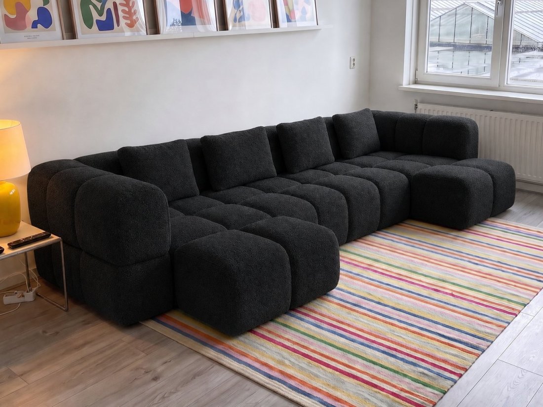 Pijnacker Longchair Klein + 2 Zits + Longchair Klein in zwart – kleurimpressie – A-meubel