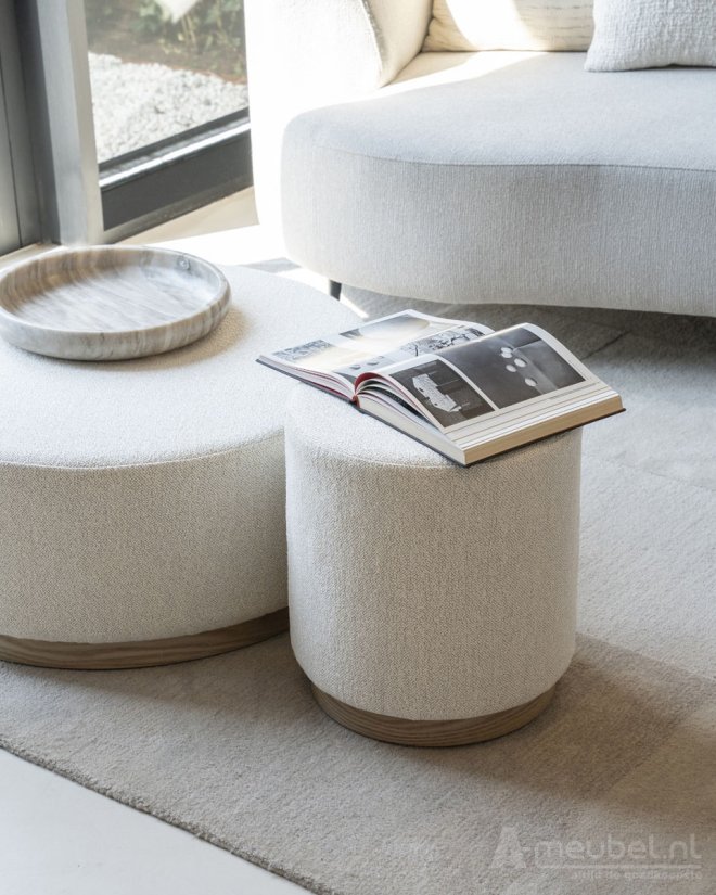 Hocker Poef Avah Small - Beige Mantz - 96299 41cm – foto 2 – A-meubel