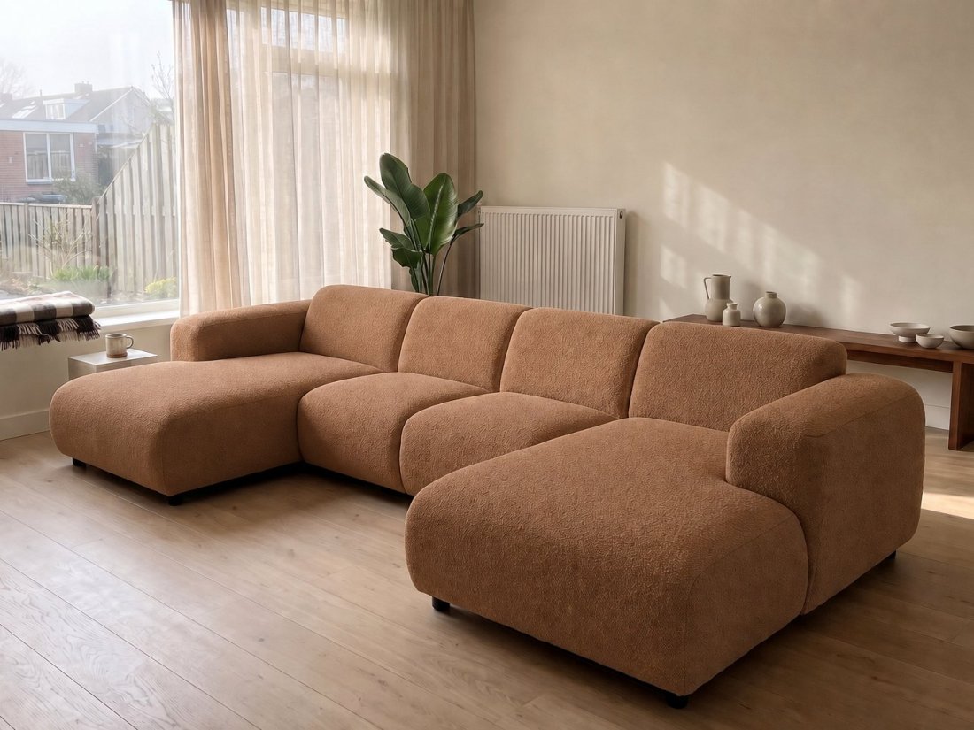 Rotterdam Longchair + 2 Zits + Longchair in cognac – kleurimpressie – A-meubel