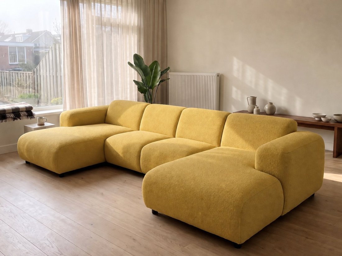 Rotterdam Longchair + 2 Zits + Longchair in geel – kleurimpressie – A-meubel