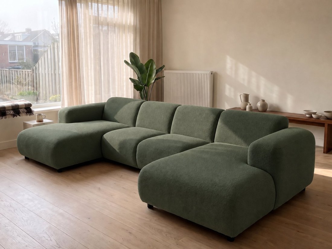 Rotterdam Longchair + 2 Zits + Longchair in groen – kleurimpressie – A-meubel