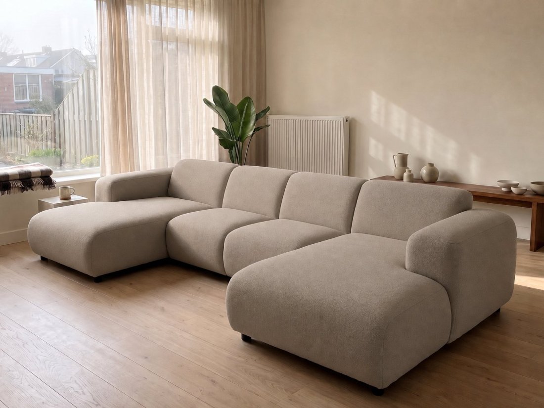 Rotterdam Longchair + 2 Zits + Longchair in taupe – kleurimpressie – A-meubel